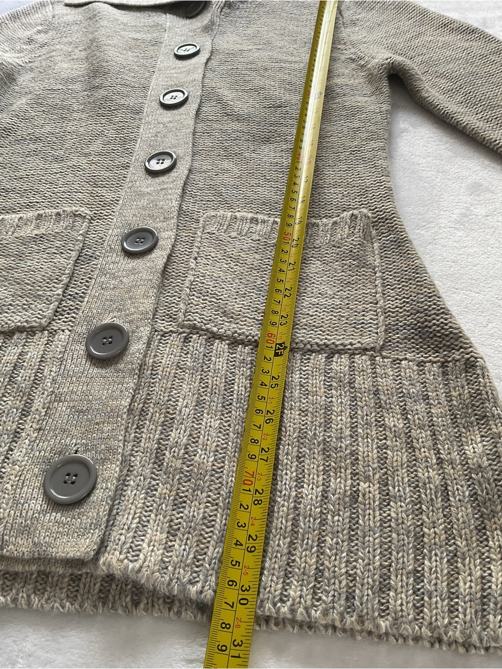 Stephanie Rogers Beige Knit Shawl Collar Long Cardigan Sweater L - Picture 10 of 14